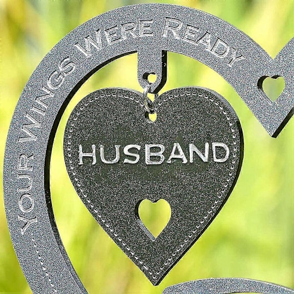 Hjerteformet Plakett Ornament Metall Stake Ord Kort Dine Vinger Var, Men Vårt Hjerte Var Ikke For Garde
