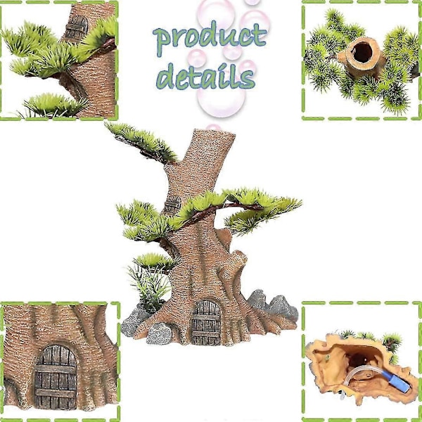 Akvarium Resin Træstamme Boble Dekorationer Akvarium Forfaldende Trærod Ornament Log Drivtømmer Be