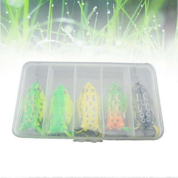 5 stk. Livaktige Fiske Lokkemidler i Plast med Utstyrsboks Sett Crank Baits Fiskeutstyr Kroker (5 forskjellige farger)