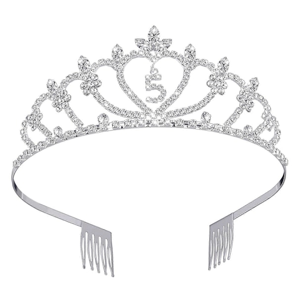 Frcolor Rhinestone Barnebursdagskrone Utsøkt Dekorativ Tiara Hodebånd Hodesmykke for 5 år gamle jenter
