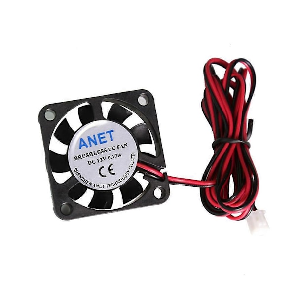 4010 DC 12V Børsteløs Køleblæser 2 Ledninger til RepRap Prusa i3 DIY 3D Printer (Sort)