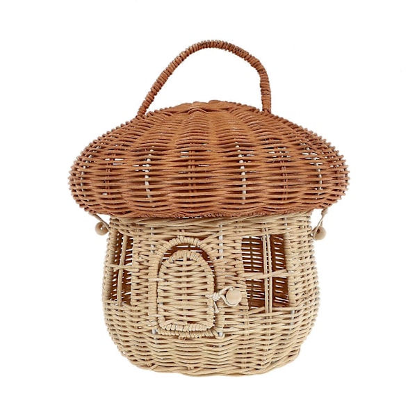 1 st Handvävd Rattan Svampform Förvaringskorg Härlig Skrivbordsdekoration
