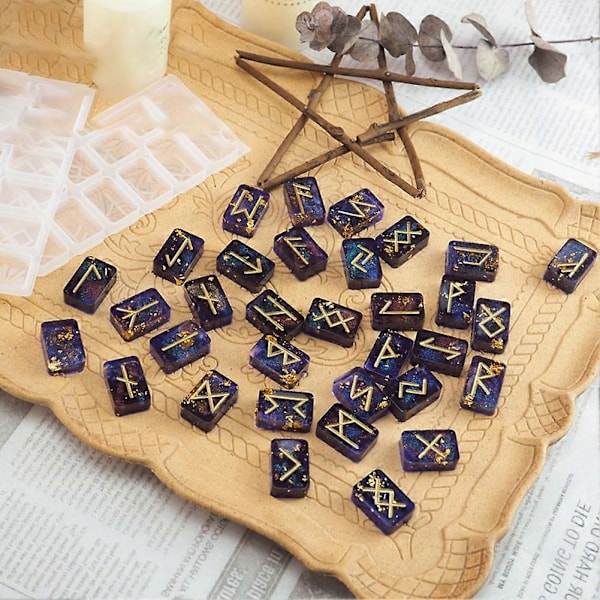 2 stk. DIY Rune Symbol Resin Forme Spejl Energi Tegn Krystal Epoxy Silikoneform