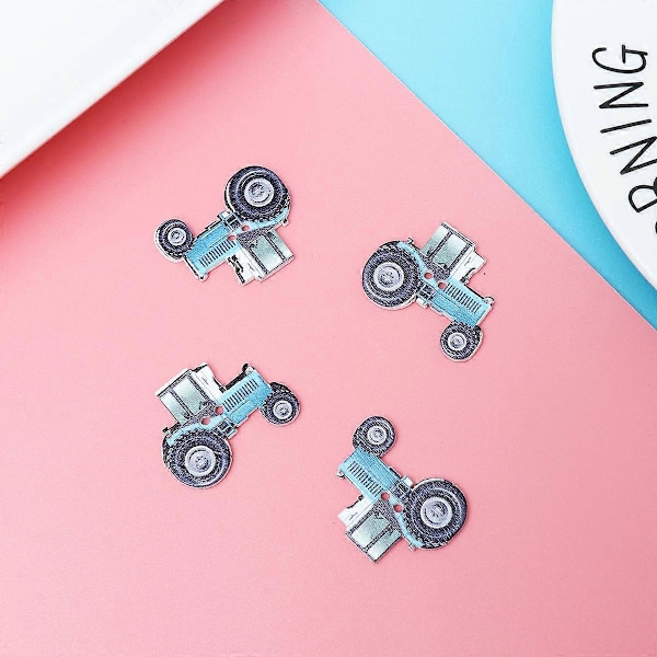 50 kpl DIY Puiset Napit Sarjakuva Traktorit Painatus Kaksi Reikää Hienoreunaiset Napit Ompeluun Scrapbooking Käsinmaalatut Kengät ja Hatut