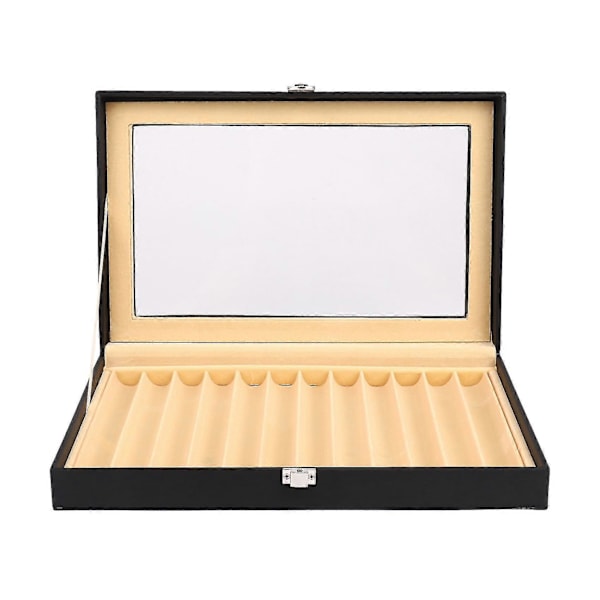 12 Svart Pennlåda Läder Pennskrin Displaybox Pu Pennlåda Läder Pennfodral