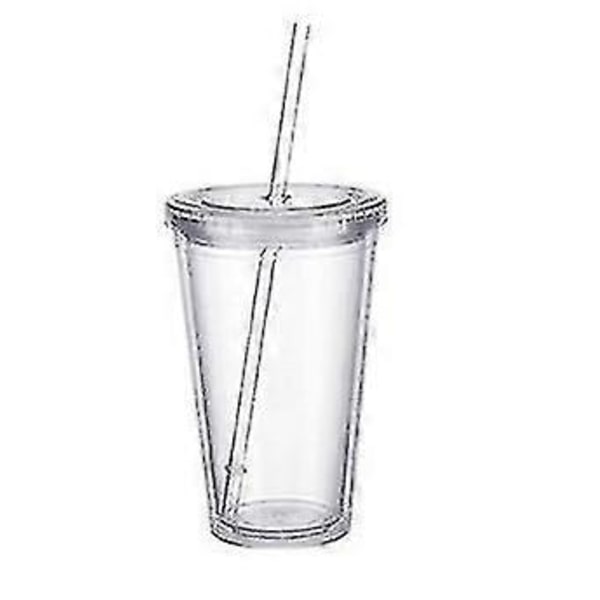 450ml Dubbelväggig Is Plast Istemugg Kall Dryck Resemugg Kaffe Juice (Vit)