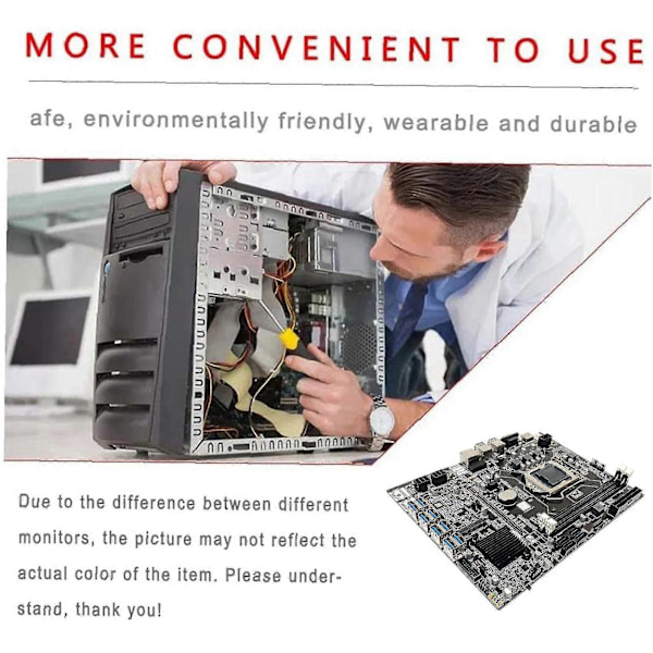 B75 Eth Mining Bundkort+i3 2100 Cpu+2xsata Kabel Lga1155 8xpcie Usb Adapter Msata Ddr3 B75 Usb B