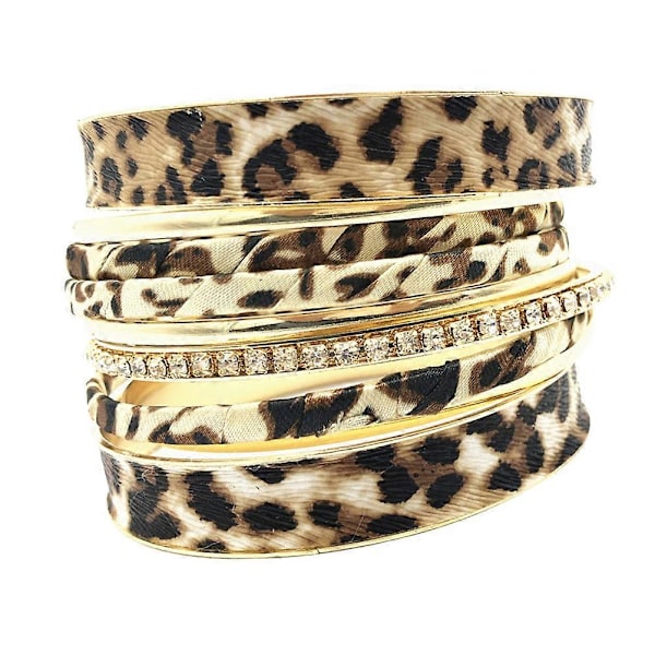1 Sæt Mode Leopardmønster Armring Multilayer Unikt Armbånd Delikate Charmerende Håndledssmykker til Kvinder Damer