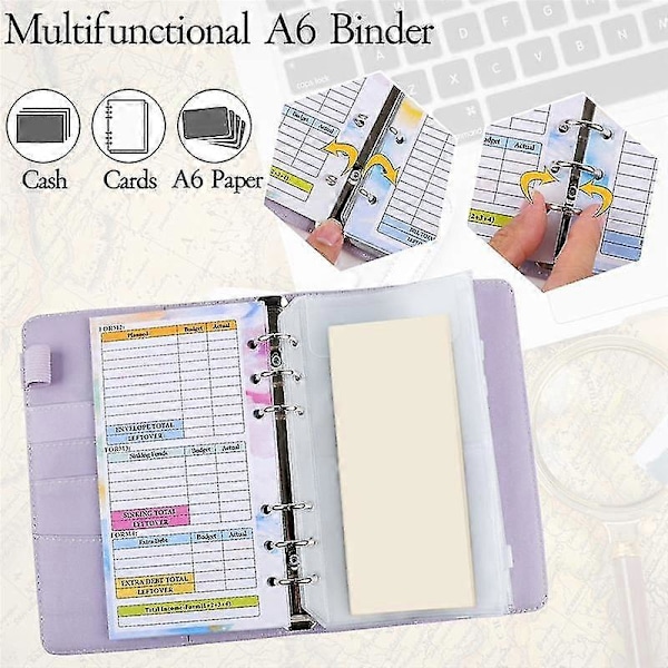 A6 Gradient Binder Hånd Ledr Pu Løsblad Kontant Budt Med Lynlås