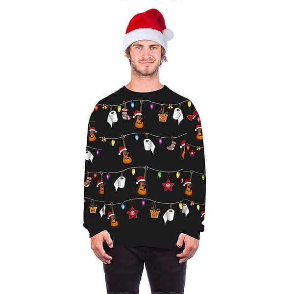 Unisex julesweatshirt til mænd kvinder pullover sweater crewneck langærmet top M