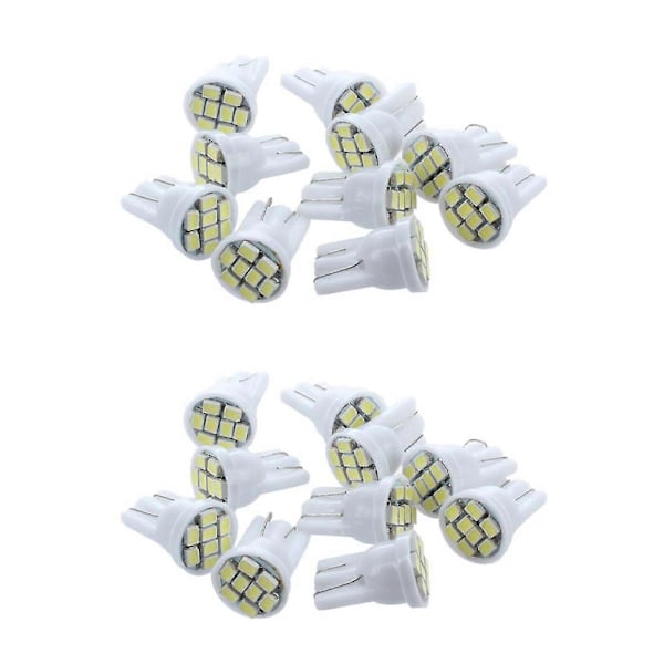 20x T10 194 168 Pære 8 Led Hvid Til Bil