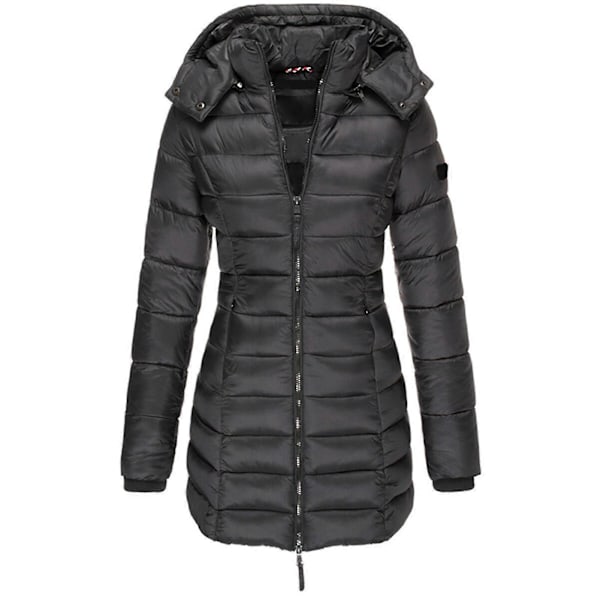 Naisten lämmin hupullinen untuvatakki rento slim-mallinen takki toppatakki naisten tikattu kevyt toppatakki - khaki Black XL