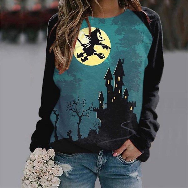 Halloween Trøjer til Kvinder - Græskar Ansigt Dansende Skelet Trøje Langærmet Sweater Sjov Grafisk Trøje style 5 S