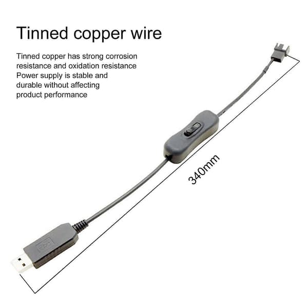 Strømadapterkabel USB til 4Pin 5V til 12V PVC Miljøvennlig Stabil Ytelse Adapterledning for PC-vifter
