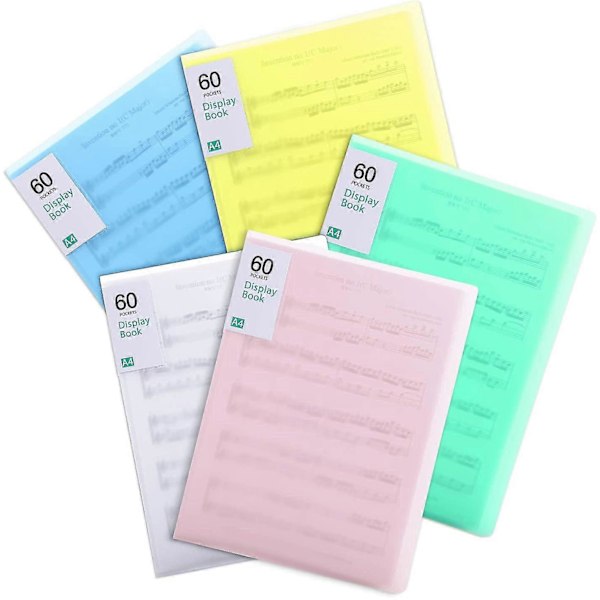 Fickor Plast Presentation Bok Portfölj Mapp Filmapp Klara Fickor Skydd Visningsbok Dokumentorganisatör För Noter Konstverk Ritningar 5 Pack 60 Pockets