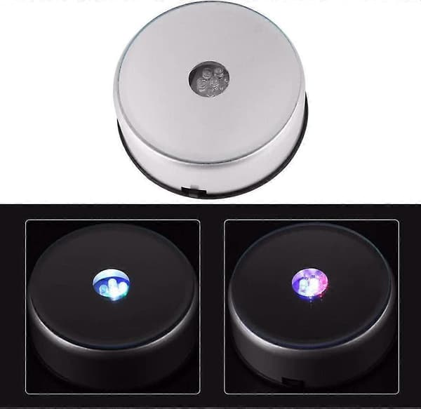 7 LED Lys Krystall Display Stativ Base, 7 Farget Roterende Krystall Display Base Stativ Med AC Adapter