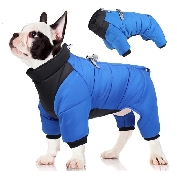 Pet Dog Jacka Quilted Puffed Coat Valp Hund Varma Vinterkläder Utomhus Color Block Väst Blue 2XL