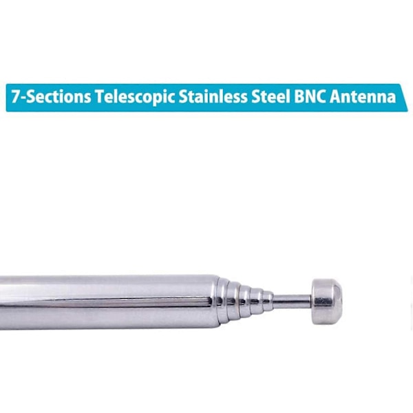 (2 Pak) Bnc Radioantenne med Bnc Han-stik Adapter Teleskopisk Rustfrit Stål Hf