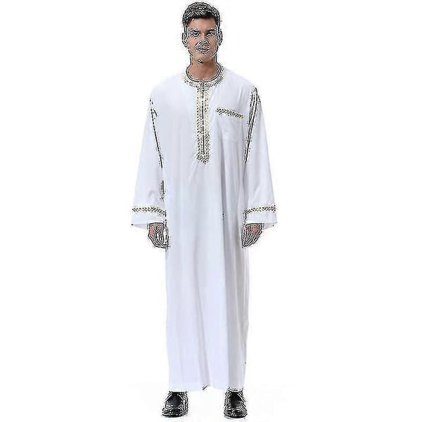 Mäns Saudi-Arabisk Kaftan Dubai Tunika Lång Topp Blus Thobe Kläder