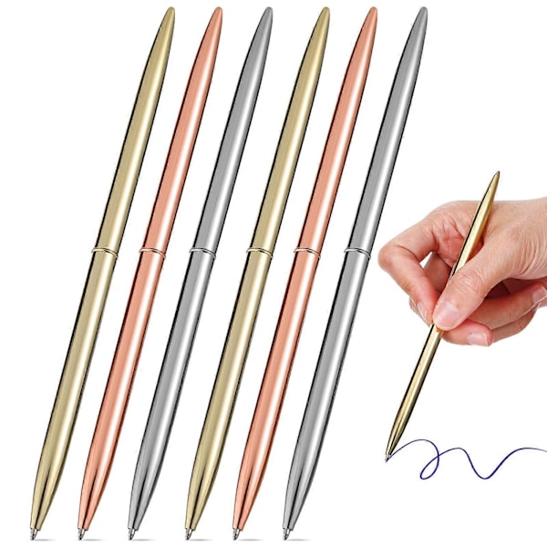 6 stk. Kuglepenne Simple Metalkuglepenne Skrivepenne Kontor Skoleartikler