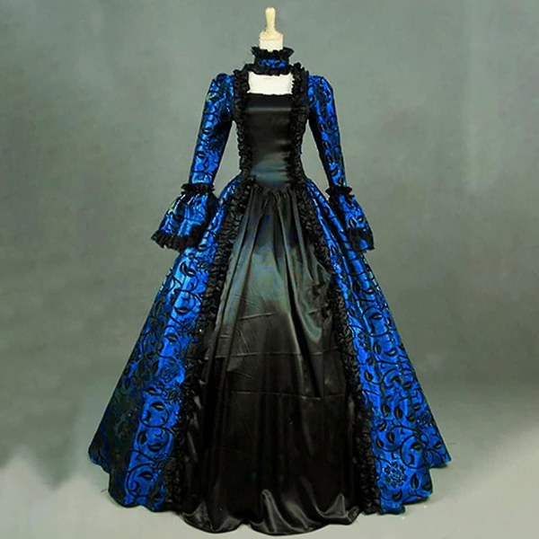 Snabb Leverans Noble Klänningar Damklänning Plus Size Medeltida Balklänningar Eleganta Kostymer För Kvinnor Viktoriansk Klänning 4 färger Blue 5XL