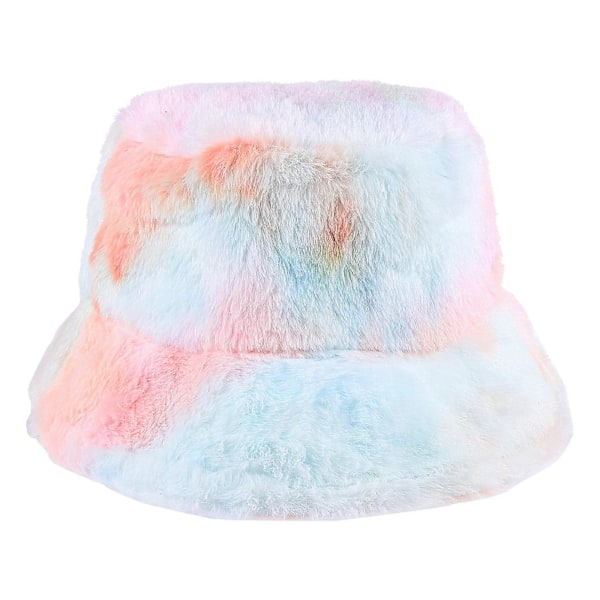 1 st Stilfull Hatt Skyddande Fiskehatt Fluffig Bucket Hat Tie-dye Hatt
