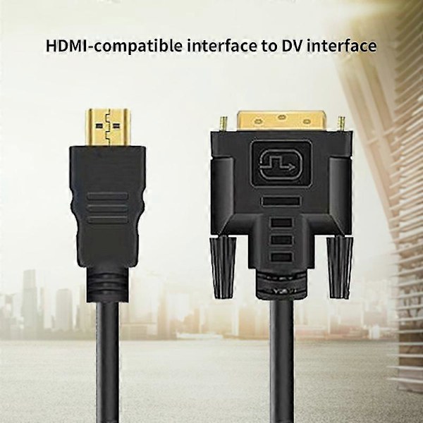 1,5 m HDMI-kompatibel til DVI-kabel, Plug and Play, Høy Klarhet, Svart HDMI-kompatibel Hann til DVI Hann-konverter for Laptop