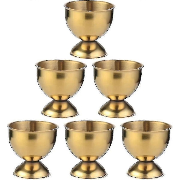 6 Stykker Eggstativ Rustfritt Stål Eggkopp Gull Eggholder Eggbrett Eggbrett For Barn Påskeegg