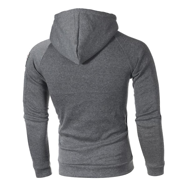 Herr med dragkedja i fleecefodrad huvtröja Sweatshirts Pullover Vinter Varm långärmad huva Activewear Toppar Dark Grey XL