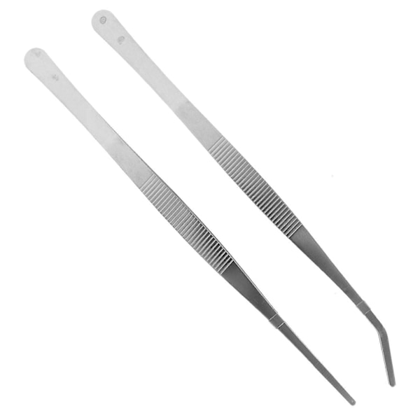 2st Rostfria Raka och Böjda Pincetter Matningstänger för Reptiler Ormar Ödlor Spindlar (Silver)