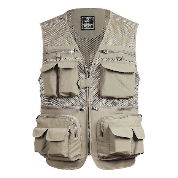 Fiskevest Åndbar Fiske Rejse Mesh Vest Khaki 4XL