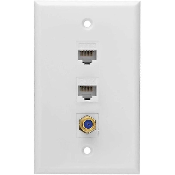 Ethernet- ja kaapeli seinälevy, 2 porttia Cat6 RJ45 ja 1 portti F-liitäntä kaapeli naaras-naaras seinälevy