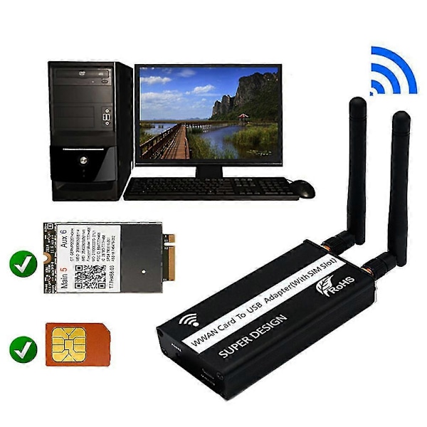 Trådløs Ngff M.2 Key B til USB-adapter med slot til WWAN/LTE/4G-modul til desktop/laptop