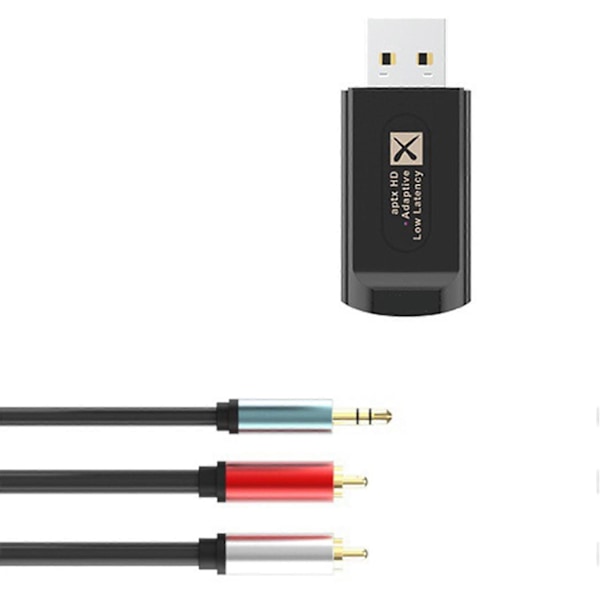 USB Bluetooth 5.2 Ljudsändare, omkopplingsbar Aptx Adptive, stöd för 1 till 2, drivrutinsfri, med 3,5 mm A