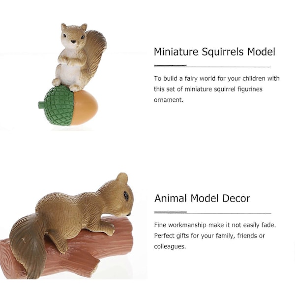 4 kpl Miniatyyri Orava Figuriinit Eläinmallit Maisema Puutarhakoriste