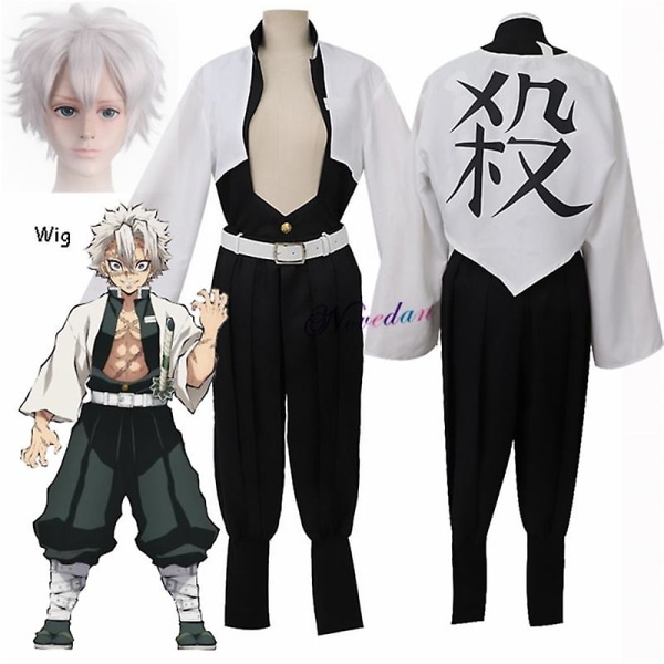 Anime Demon Slayer Cosplay Kostym Kimetsu No Yaiba Sanemi Shinazugawa Cosplay Kisatsutai Team Uniform Kläder Set Och Peruk XXL