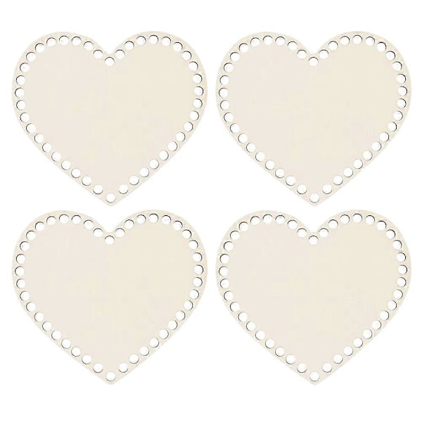 4 STK Træ DIY Taske Bund Base Manuel Hjerteformet Hæklet Taskeform Base