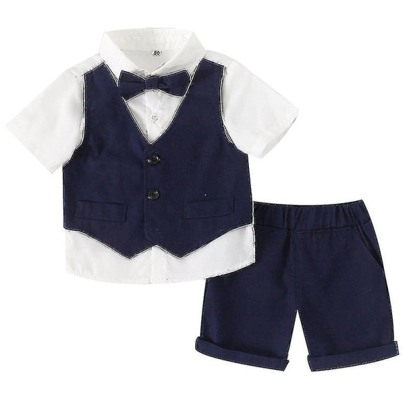 Pojkar Smoking Toddler Formella Kostymer Barn Slim Fit Kostym blue 100cm