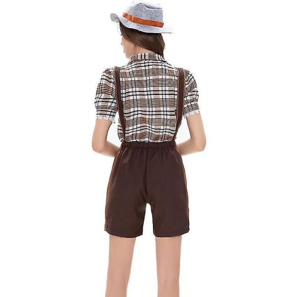 Halloweenklänningar Klassiska par Oktoberfest Costume Tyskland National Rutig Skjorta Lederhosen Outfit Cosplay Carnival Halloween Fancy Party Dress High Man XL-Oktoberfest