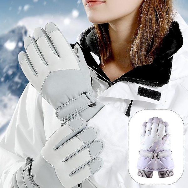 Skidhandskar Vinter Kallt Väder Vindtäta Varma Skidhandskar SK14 Purple Snowflake Rabbit