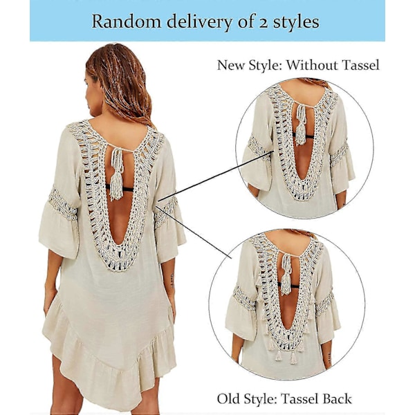 Badedragt Cover Up Dame Badedragt Kjole Plus Size Sexet Bikini Strand Tunika Top Sommer A c light Grey M