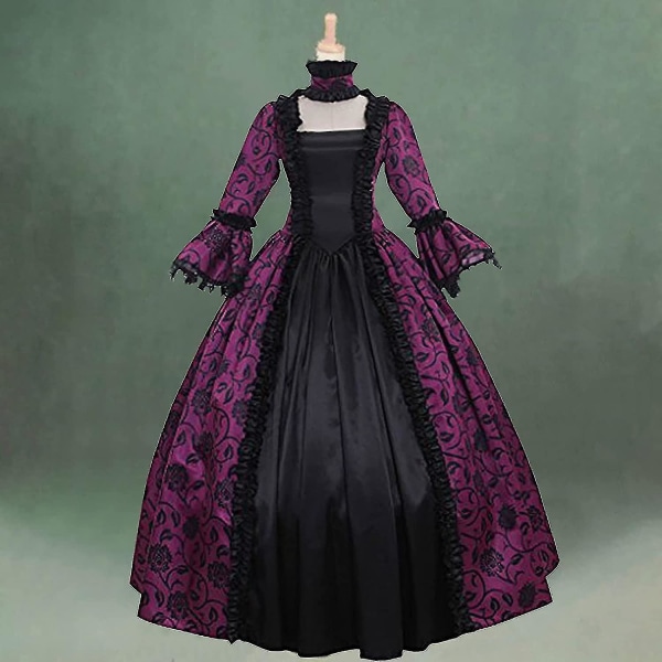 Snabb Leverans Noble Klänningar Damklänning Plus Size Medeltida Balklänningar Eleganta Kostymer För Kvinnor Viktoriansk Klänning 4 färger Purple L