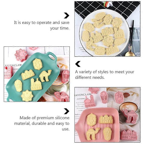 1 Sæt/6 stk. DIY Kiksforme Rekvisit Ramadan Cookie Bageværktøj Bageforme