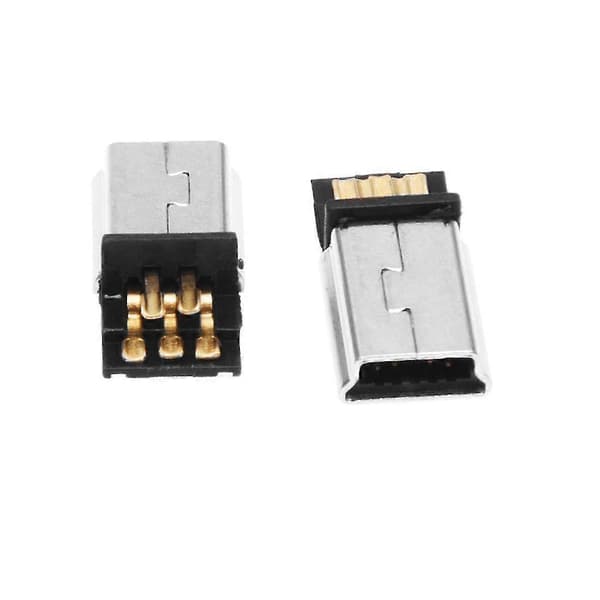 10 st Mini USB 5 Pin Hane Kontakt DIY Silverton Mörkgrå