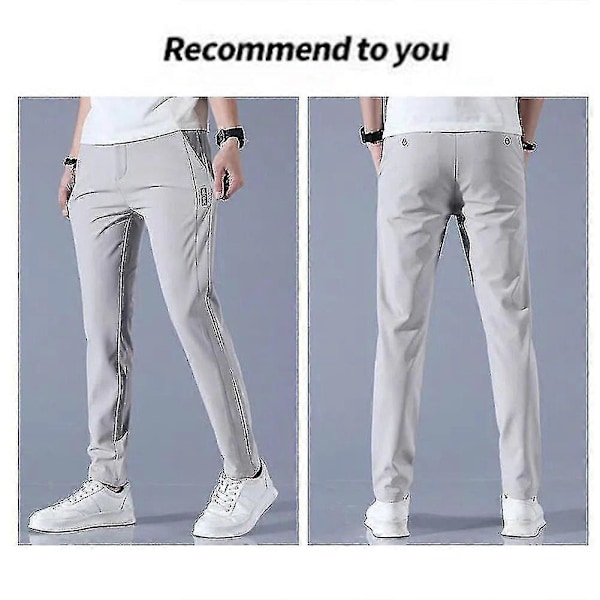 Golfbukser for menn, hurtigtørkende, lange, komfortable fritidsbukser med lommer, Fengshuo Light Gray 33