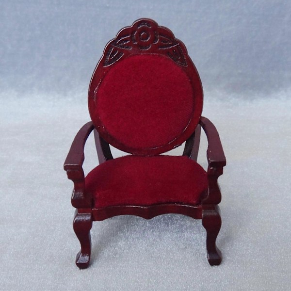 1/12 Dukkehus Møbler Miniature Udskåret Ferskenformet Stol i Træ Til DIY Dekoration Dukkehus Fu