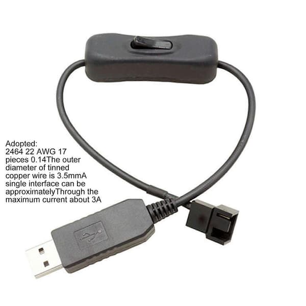 Strømadapterkabel USB til 4Pin 5V til 12V PVC Miljøvennlig Stabil Ytelse Adapterledning for PC-vifter