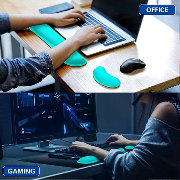Tastatur Håndledsstøtte, Memory Foam Mus Håndledsstøtte, Ergonomisk Tastatur Håndledsstøtte PU Læder Støtte P