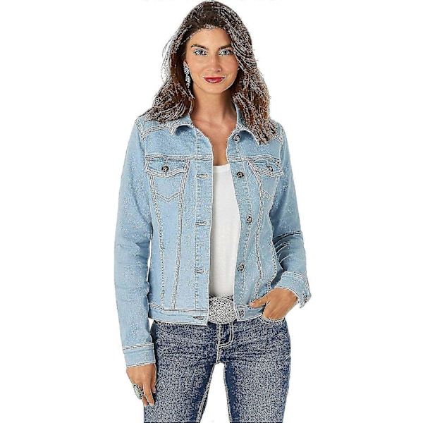 Stretch Jeansjacka för Dam, Jeansjacka, Jeansjacka med Knappar Light blue 2XL