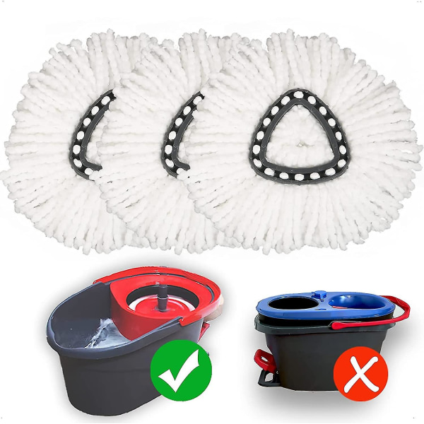 2/3 Pakkaus Moppipään Vaihto Yhteensopiva O Cedar Easywring Spin Mopin Kanssa - Mikrokuitu Syväpuhdistus Konepestävä Ja Helppo Vaihtaa 3 Count